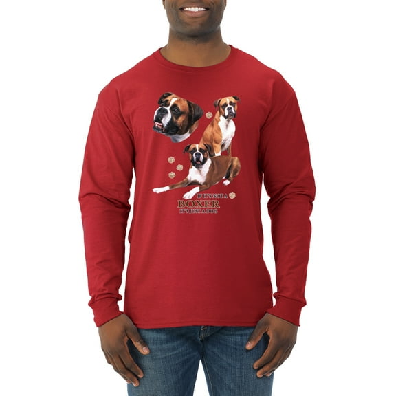 If It's Not a Boxer It's Just a Dog Gift | Mens Dog Lover Long Sleeve T-Shirt, Red, Large