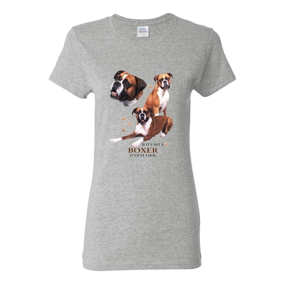 If It's Not a Boxer It's Just a Dog Gift | Womens Dog Lover Graphic T-Shirt, Heather Grey, Medium