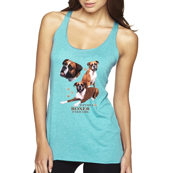 If It's Not a Boxer It's Just a Dog Gift | Womens Dog Lover Premium Tri-Blend Racerback Tank Top, Tahiti Blue, Medium