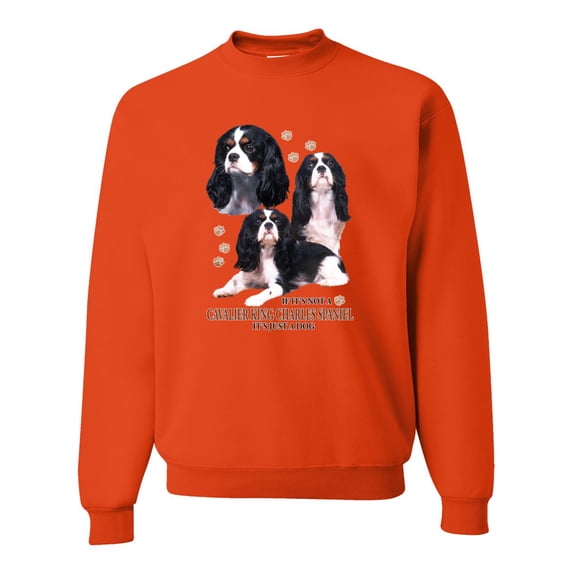 If It's Not a Cavalier King Charles Spaniel It's Just a Dog Gift | Mens Dog Lover Crewneck Graphic Sweatshirt, Orange, 3XL