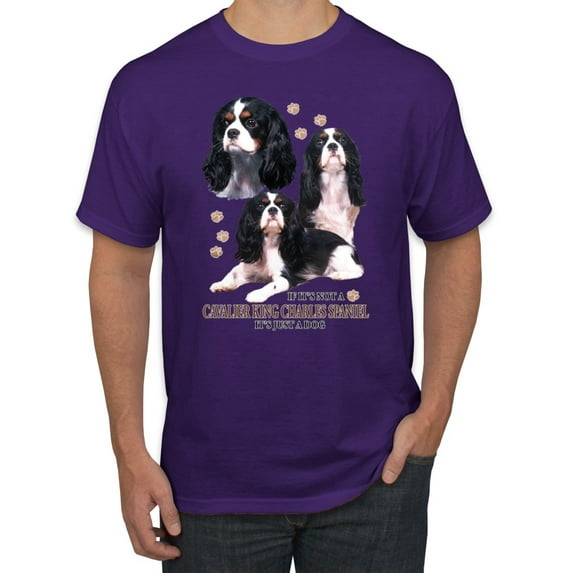 If It's Not a Cavalier King Charles Spaniel It's Just a Dog Gift | Mens Dog Lover Graphic T-Shirt, Purple, Large