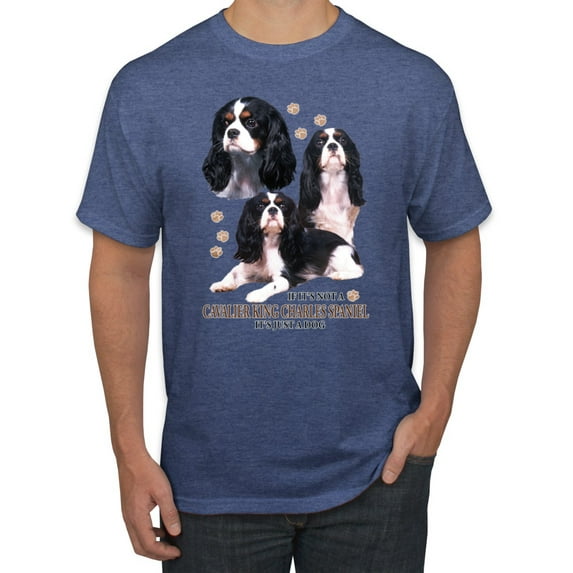 If It's Not a Cavalier King Charles Spaniel It's Just a Dog Gift | Mens Dog Lover Graphic T-Shirt, Vintage Heather Blue, Small