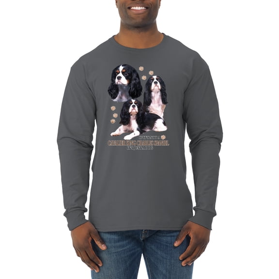 If It's Not a Cavalier King Charles Spaniel It's Just a Dog Gift | Mens Dog Lover Long Sleeve T-Shirt, Charcoal, 2XL