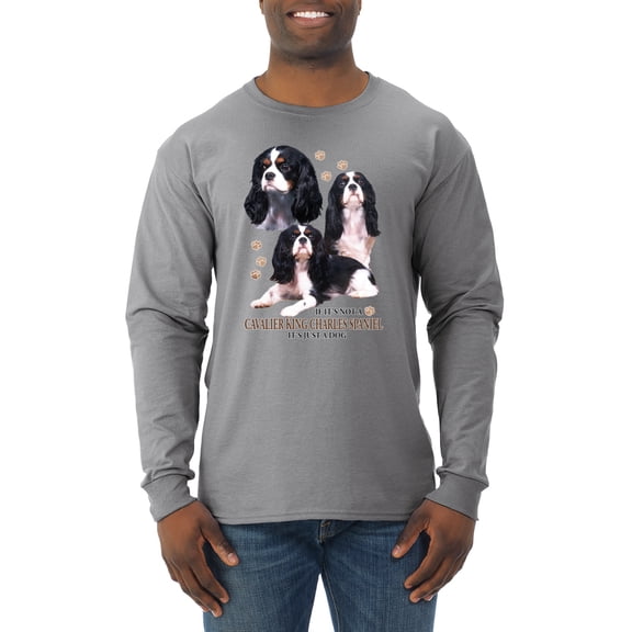 If It's Not a Cavalier King Charles Spaniel It's Just a Dog Gift | Mens Dog Lover Long Sleeve T-Shirt, Heather Grey, X-Large