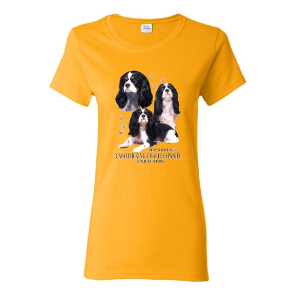 If It's Not a Cavalier King Charles Spaniel It's Just a Dog Gift | Womens Dog Lover Graphic T-Shirt, Gold, Large