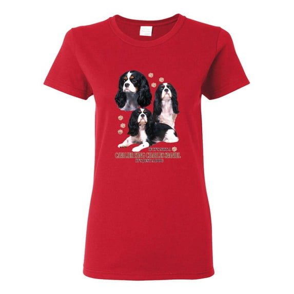 If It's Not a Cavalier King Charles Spaniel It's Just a Dog Gift | Womens Dog Lover Graphic T-Shirt, Red, 2XL