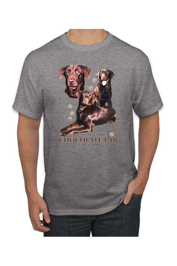 If It's Not a Chocolate Lab It's Just a Dog Gift | Mens Dog Lover Graphic T-Shirt, Heather Grey, Large