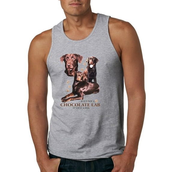 If It's Not a Chocolate Lab It's Just a Dog Gift | Mens Dog Lover Graphic Tank Top, Heather Grey, Medium