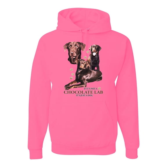 If It's Not a Chocolate Lab It's Just a Dog Gift | Mens Dog Lover Hooded Sweatshirt Graphic Hoodie, Neon Pink, X-Large