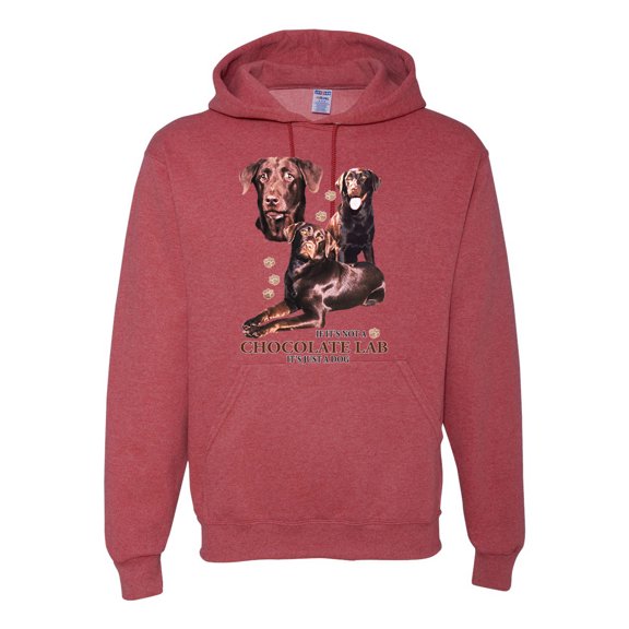 If It's Not a Chocolate Lab It's Just a Dog Gift | Mens Dog Lover Hooded Sweatshirt Graphic Hoodie, Vintage Heather Red, Medium