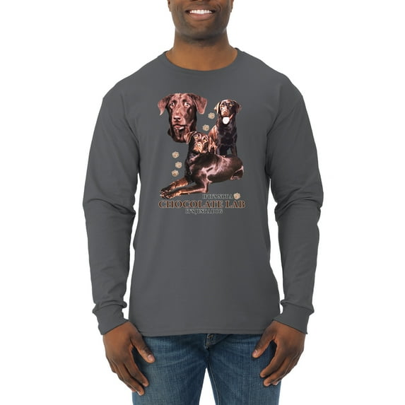 If It's Not a Chocolate Lab It's Just a Dog Gift | Mens Dog Lover Long Sleeve T-Shirt, Charcoal, 3XL