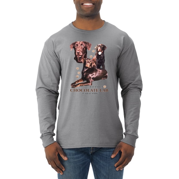 If It's Not a Chocolate Lab It's Just a Dog Gift | Mens Dog Lover Long Sleeve T-Shirt, Heather Grey, X-Large