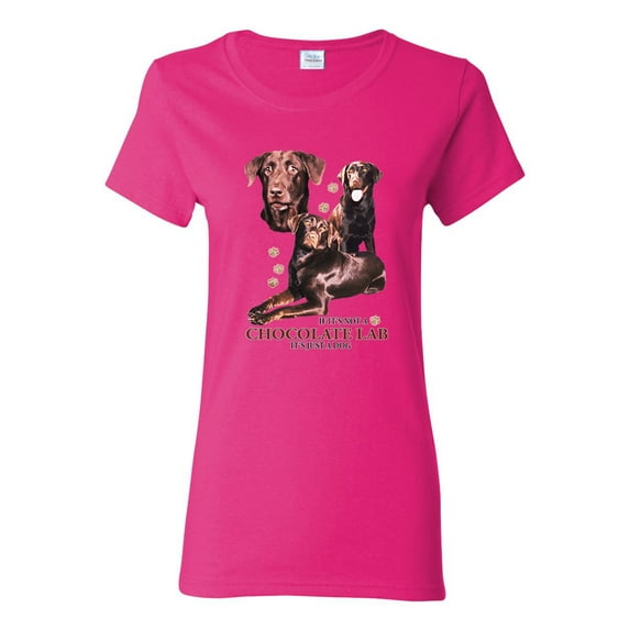 If It's Not a Chocolate Lab It's Just a Dog Gift | Womens Dog Lover Graphic T-Shirt, Fuschia, Small