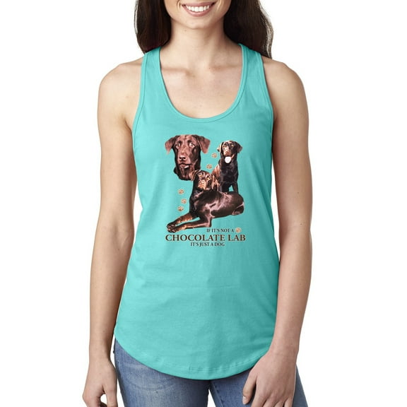 If It's Not a Chocolate Lab It's Just a Dog Gift | Womens Dog Lover Jersey Racerback Tank Top, Tahiti Blue, Medium