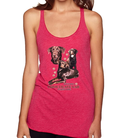 If It's Not a Chocolate Lab It's Just a Dog Gift | Womens Dog Lover Premium Tri-Blend Racerback Tank Top, Shocking Pink, Small