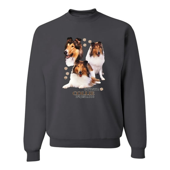 If It's Not a Collie It's Just a Dog Gift | Mens Dog Lover Crewneck Graphic Sweatshirt, Charcoal, 2XL