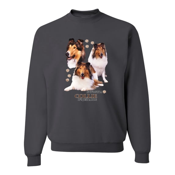 If It's Not a Collie It's Just a Dog Gift | Mens Dog Lover Crewneck Graphic Sweatshirt, Charcoal, 3XL