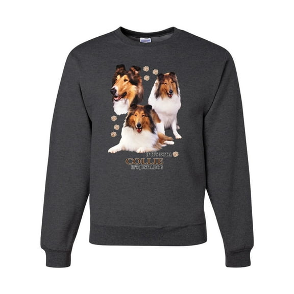 If It's Not a Collie It's Just a Dog Gift | Mens Dog Lover Crewneck Graphic Sweatshirt, Heather Black, X-Large
