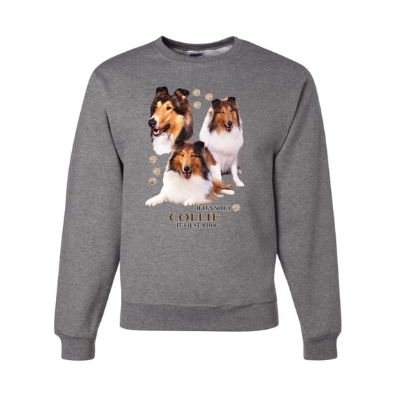 If It's Not a Collie It's Just a Dog Gift | Mens Dog Lover Crewneck Graphic Sweatshirt, Heather Grey, 2XL