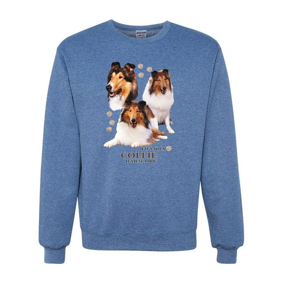 If It's Not a Collie It's Just a Dog Gift | Mens Dog Lover Crewneck Graphic Sweatshirt, Vintage Heather Blue, X-Large
