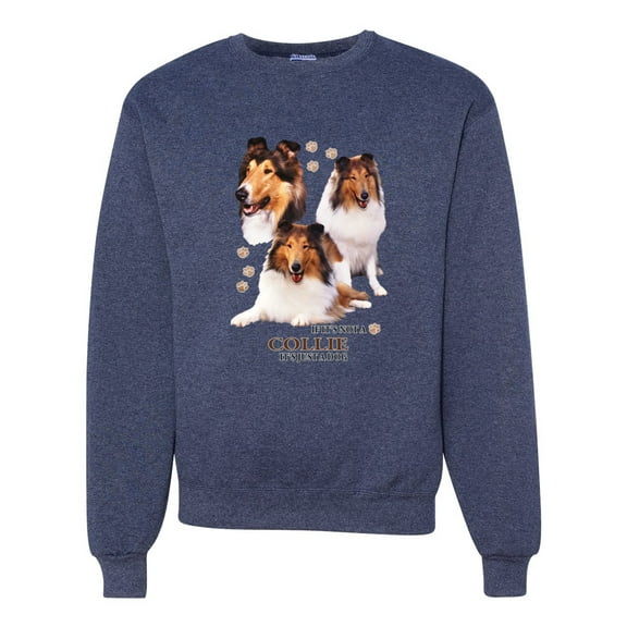 If It's Not a Collie It's Just a Dog Gift | Mens Dog Lover Crewneck Graphic Sweatshirt, Vintage Heather Navy, 3XL