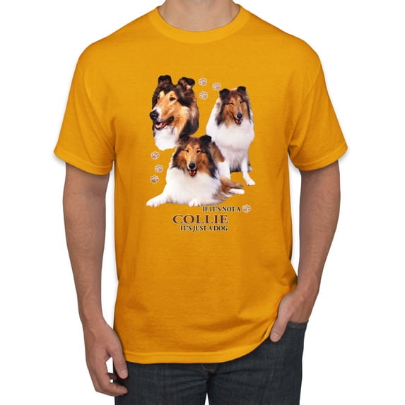 If It's Not a Collie It's Just a Dog Gift | Mens Dog Lover Graphic T-Shirt, Gold, Large