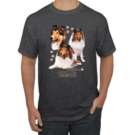 If It's Not a Collie It's Just a Dog Gift | Mens Dog Lover Graphic T-Shirt, Heather Black, X-Large