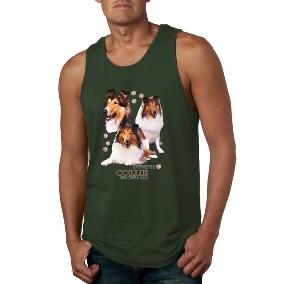 If It's Not a Collie It's Just a Dog Gift | Mens Dog Lover Graphic Tank Top, Forest Green, Large