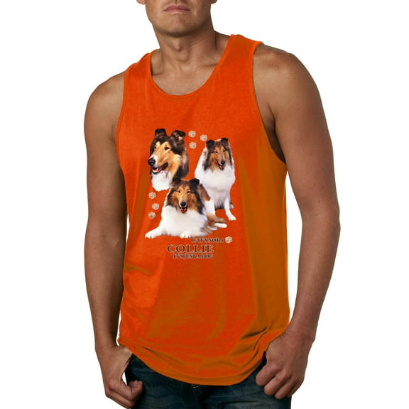 If It's Not a Collie It's Just a Dog Gift | Mens Dog Lover Graphic Tank Top, Orange, 2XL
