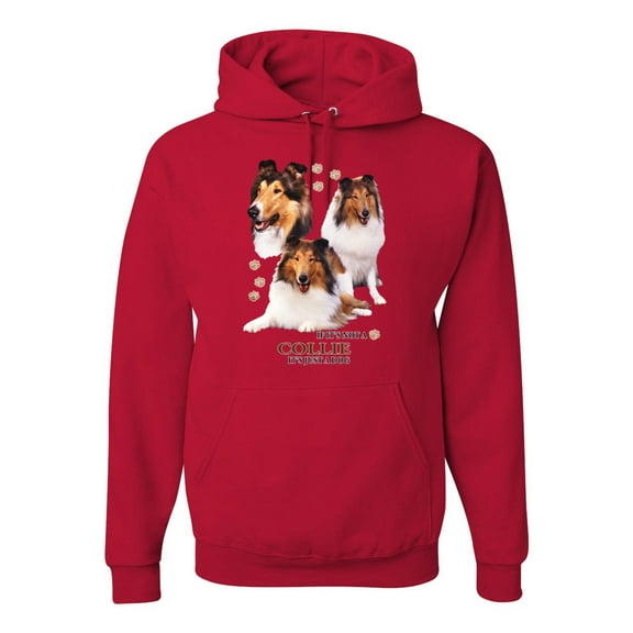 If It's Not a Collie It's Just a Dog Gift | Mens Dog Lover Hooded Sweatshirt Graphic Hoodie, Red, Large