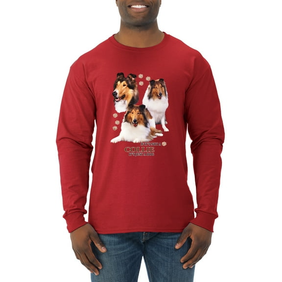 If It's Not a Collie It's Just a Dog Gift | Mens Dog Lover Long Sleeve T-Shirt, Red, 2XL