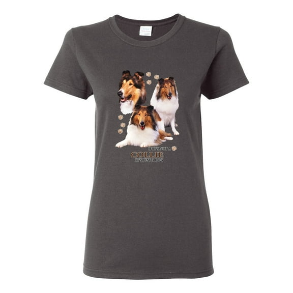 If It's Not a Collie It's Just a Dog Gift | Womens Dog Lover Graphic T-Shirt, Charcoal, Large