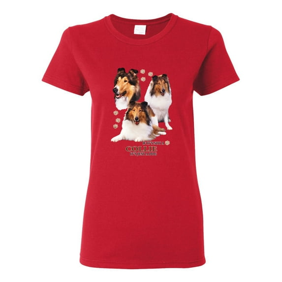 If It's Not a Collie It's Just a Dog Gift | Womens Dog Lover Graphic T-Shirt, Red, 2XL