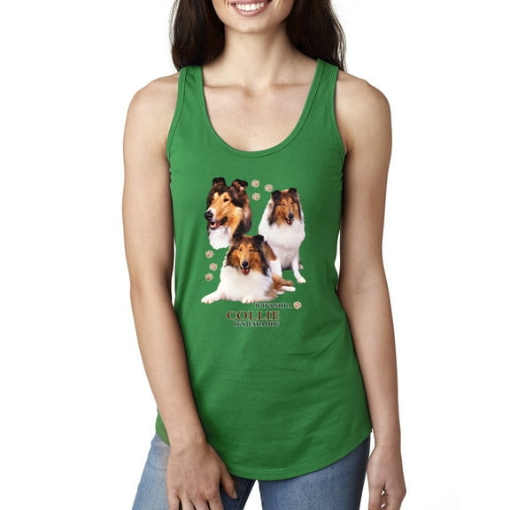 If It's Not a Collie It's Just a Dog Gift | Womens Dog Lover Jersey Racerback Tank Top, Kelly, Medium
