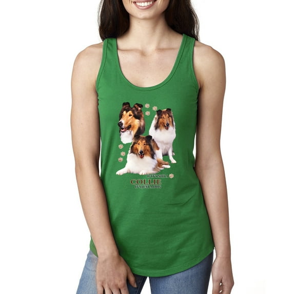 If It's Not a Collie It's Just a Dog Gift | Womens Dog Lover Jersey Racerback Tank Top, Kelly, Small