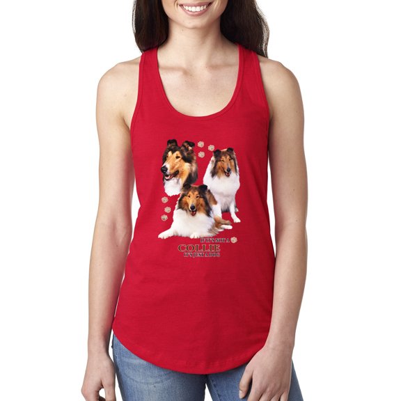 If It's Not a Collie It's Just a Dog Gift | Womens Dog Lover Jersey Racerback Tank Top, Red, Small
