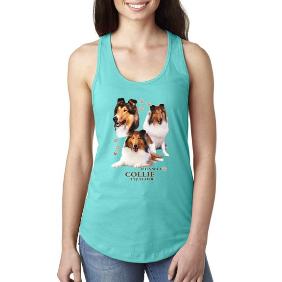 If It's Not a Collie It's Just a Dog Gift | Womens Dog Lover Jersey Racerback Tank Top, Tahiti Blue, Small