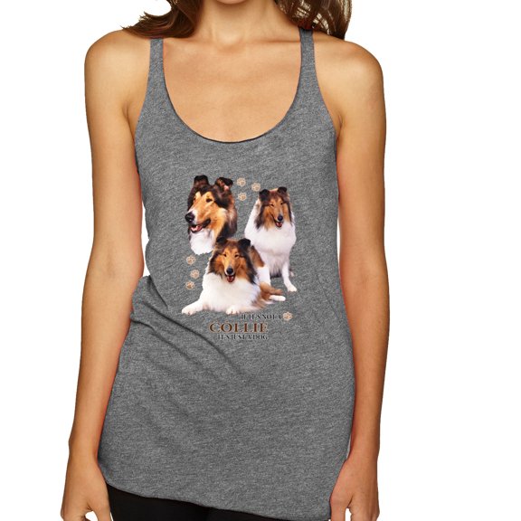 If It's Not a Collie It's Just a Dog Gift | Womens Dog Lover Premium Tri-Blend Racerback Tank Top, Premium Heather, X-Large
