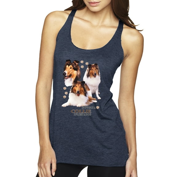 If It's Not a Collie It's Just a Dog Gift | Womens Dog Lover Premium Tri-Blend Racerback Tank Top, Vintage Navy, Small