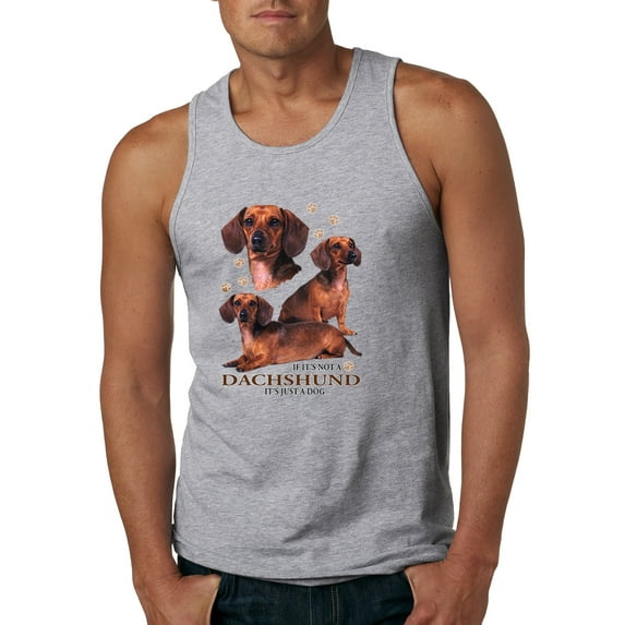 If It's Not a Dachshund It's Just a Dog Gift | Mens Dog Lover Graphic Tank Top, Heather Grey, Small