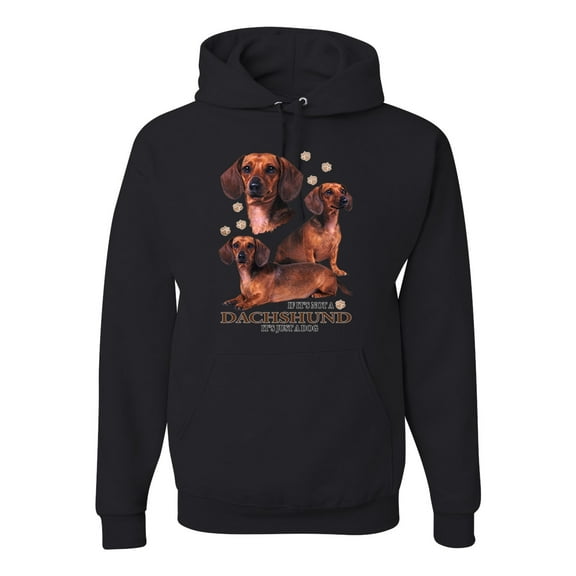 If It's Not a Dachshund It's Just a Dog Gift | Mens Dog Lover Hooded Sweatshirt Graphic Hoodie, Black, Small