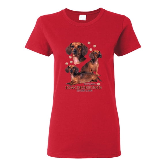 If It's Not a Dachshund It's Just a Dog Gift | Womens Dog Lover Graphic T-Shirt, Red, Large