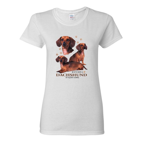 If It's Not a Dachshund It's Just a Dog Gift | Womens Dog Lover Graphic T-Shirt, White, Large