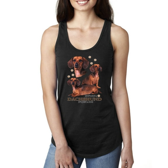 If It's Not a Dachshund It's Just a Dog Gift | Womens Dog Lover Jersey Racerback Tank Top, Black, Small