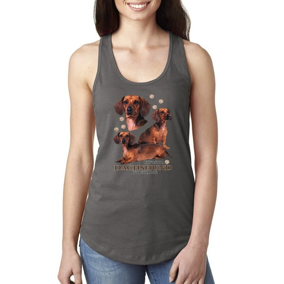 If It's Not a Dachshund It's Just a Dog Gift | Womens Dog Lover Jersey Racerback Tank Top, Dark Grey, Large