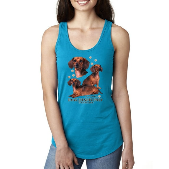 If It's Not a Dachshund It's Just a Dog Gift | Womens Dog Lover Jersey Racerback Tank Top, Turquoise, X-Large