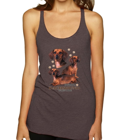 If It's Not a Dachshund It's Just a Dog Gift | Womens Dog Lover Premium Tri-Blend Racerback Tank Top, Brown, Small