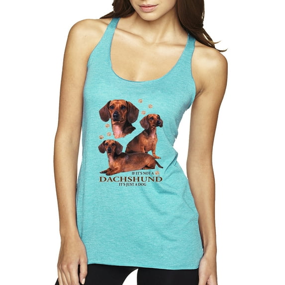 If It's Not a Dachshund It's Just a Dog Gift | Womens Dog Lover Premium Tri-Blend Racerback Tank Top, Tahiti Blue, Medium