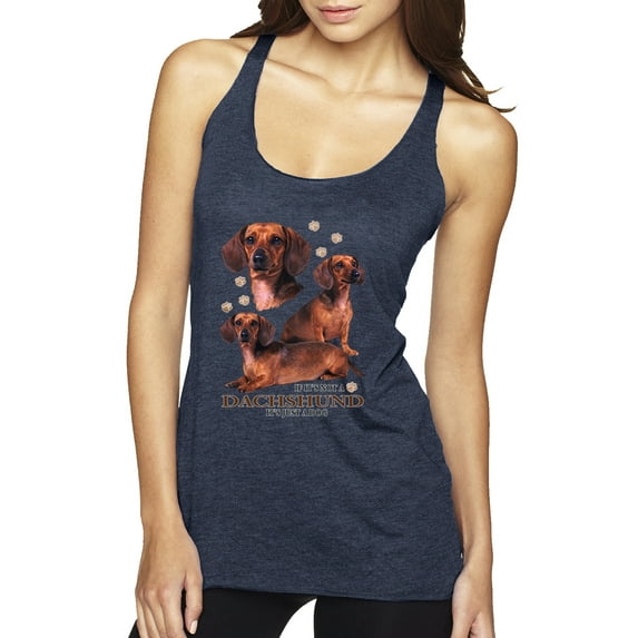 If It's Not a Dachshund It's Just a Dog Gift | Womens Dog Lover Premium Tri-Blend Racerback Tank Top, Vintage Navy, X-Large