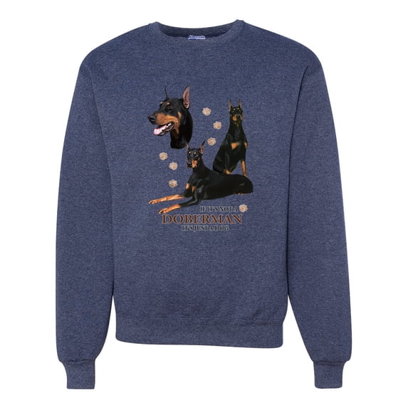 If It's Not a Doberman It's Just a Dog Gift | Mens Dog Lover Crewneck Graphic Sweatshirt, Vintage Heather Navy, X-Large